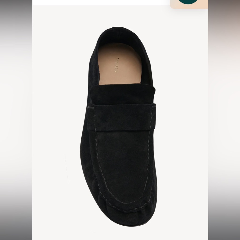 The Row soft moccasin in suede